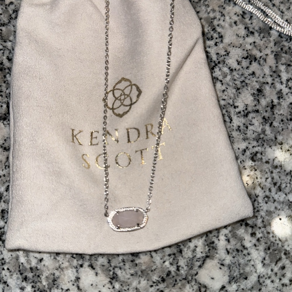 Kendra Scott Elisa rose quartz silver necklace
